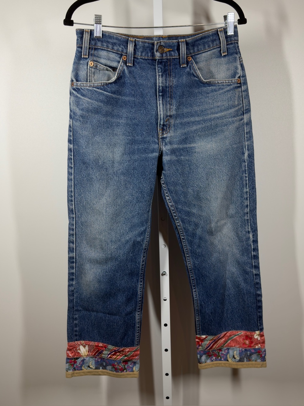 Vintage 1996 Levi's 505 Orange Tab Jeans 32x30 Patchwork Hem